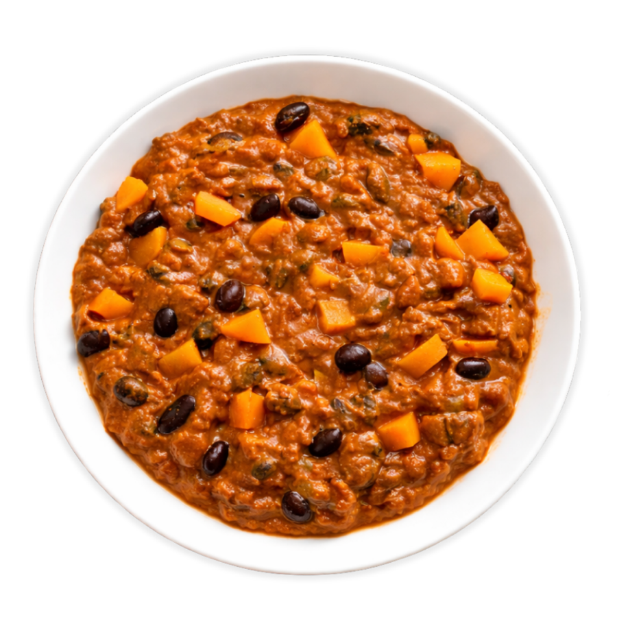 Stufato speziato di fagioli neri e batata rossa